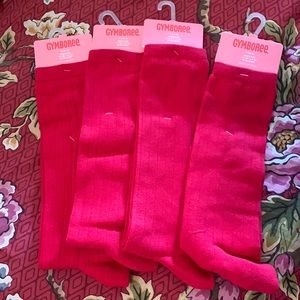 Girls shoe sz 1-2 US Red Knee socks 4 pairs